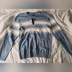 commerce heathered chest stripe sweater Mens XL NWT